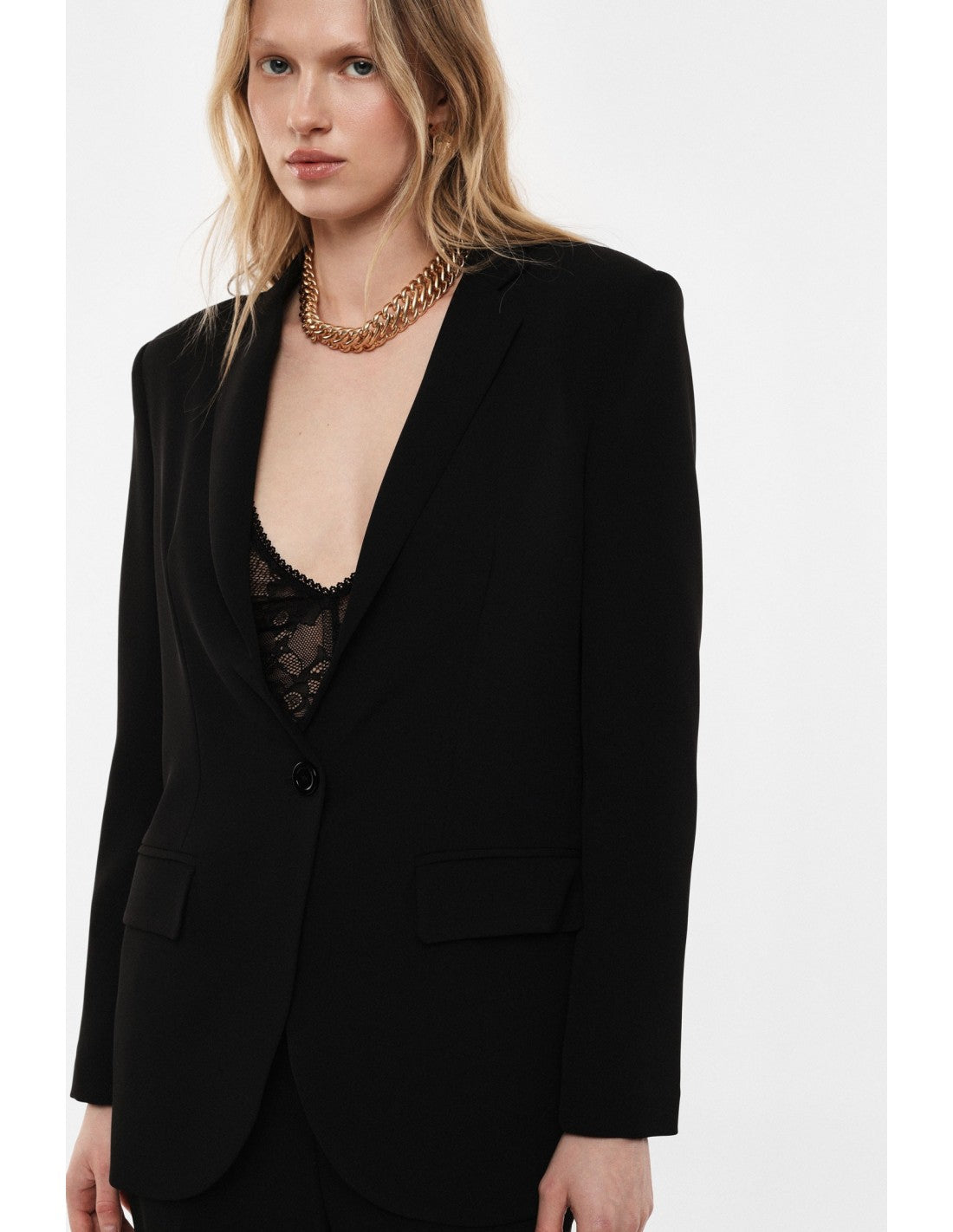 Blazer droit un bouton en crêpe stretch – Imperial Femme