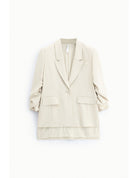 Blazer fluide manches froncées en crêpe diagonale – Imperial Femme