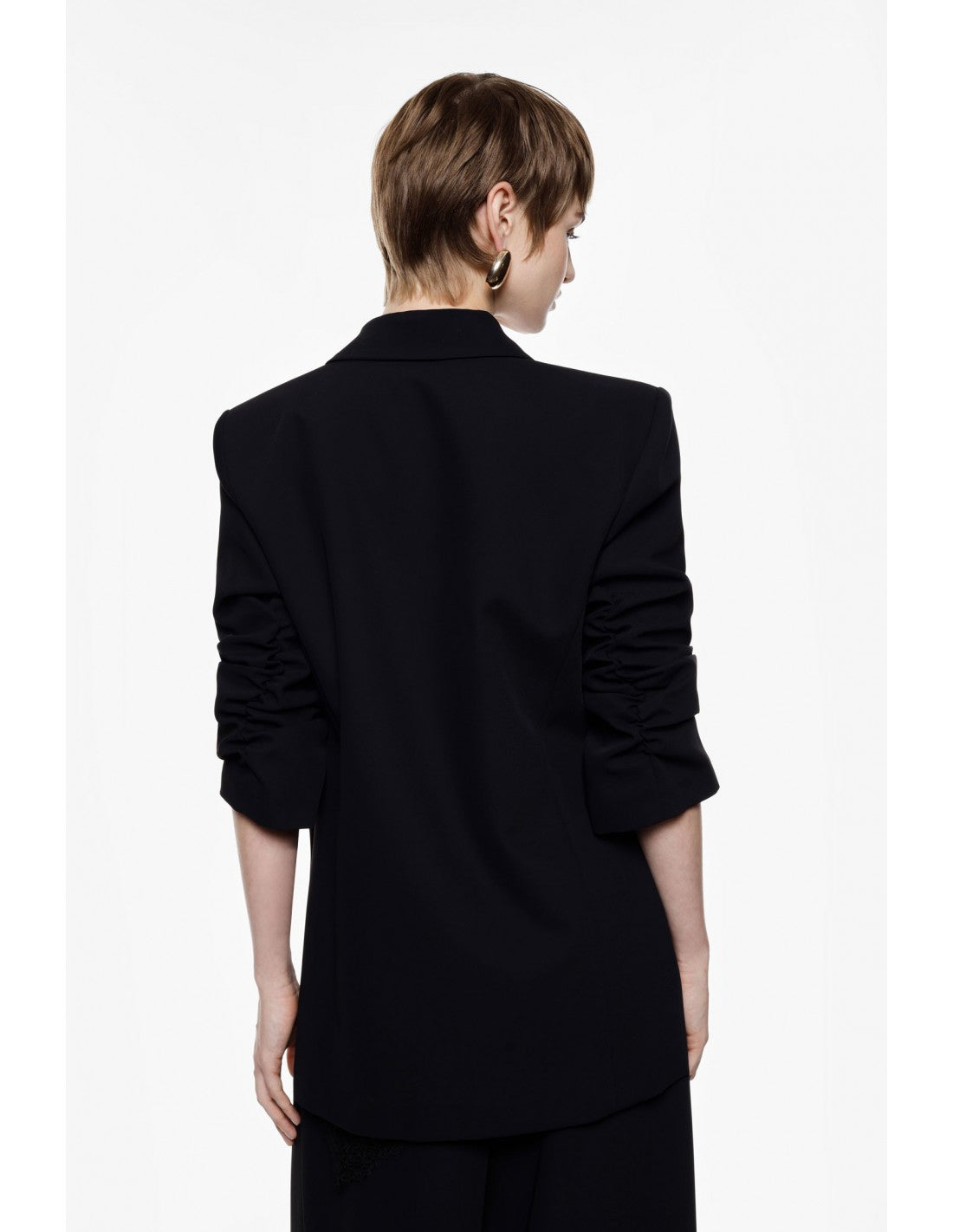Blazer fluide manches froncées en crêpe diagonale – Imperial Femme
