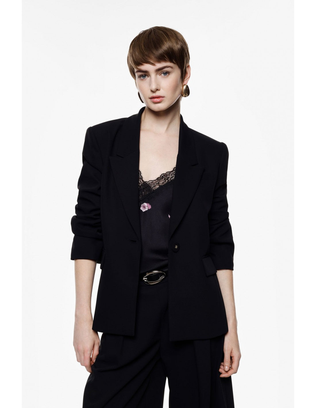 Blazer fluide manches froncées en crêpe diagonale – Imperial Femme