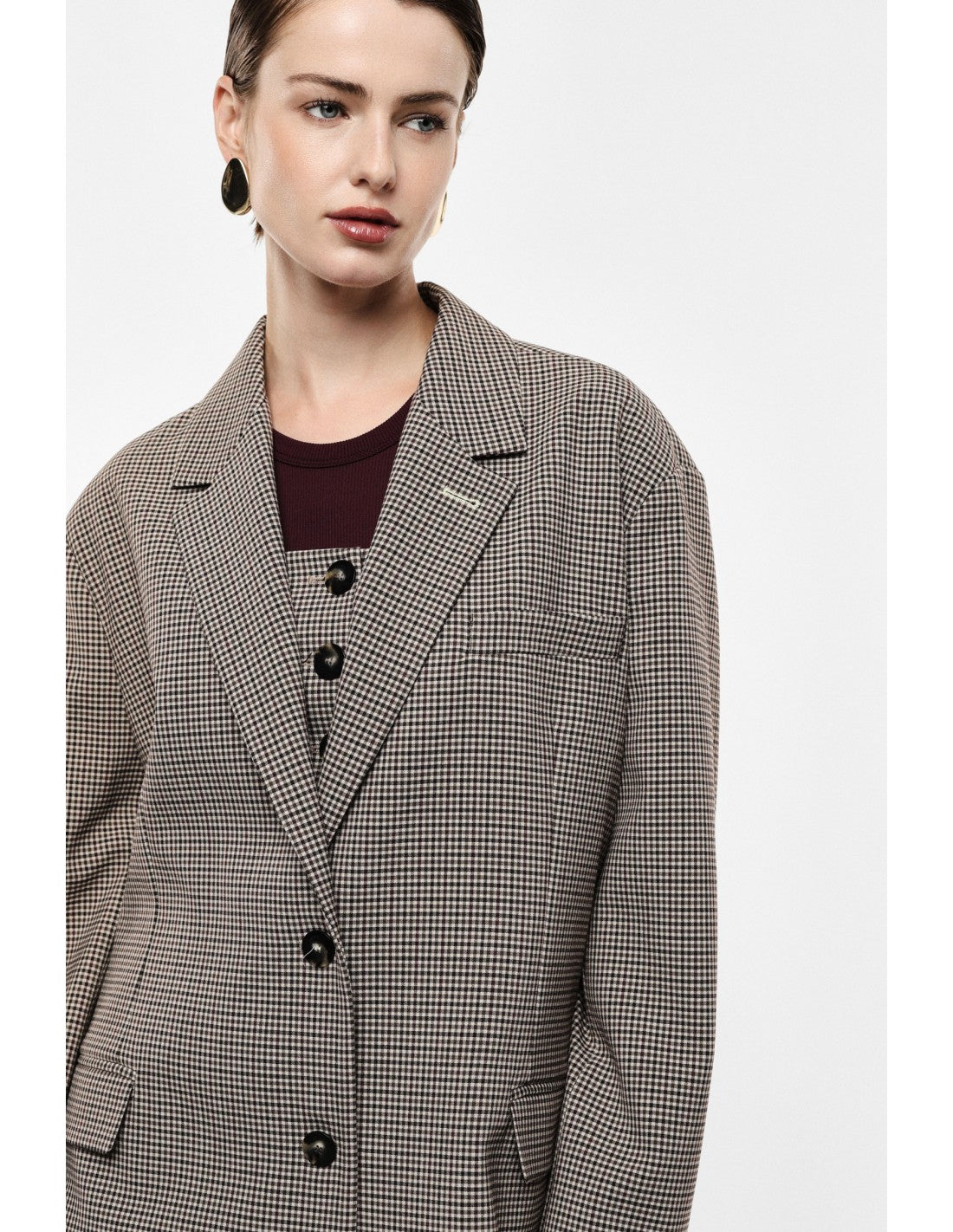 Blazer oversize micro pied-de-poule – Imperial Femme
