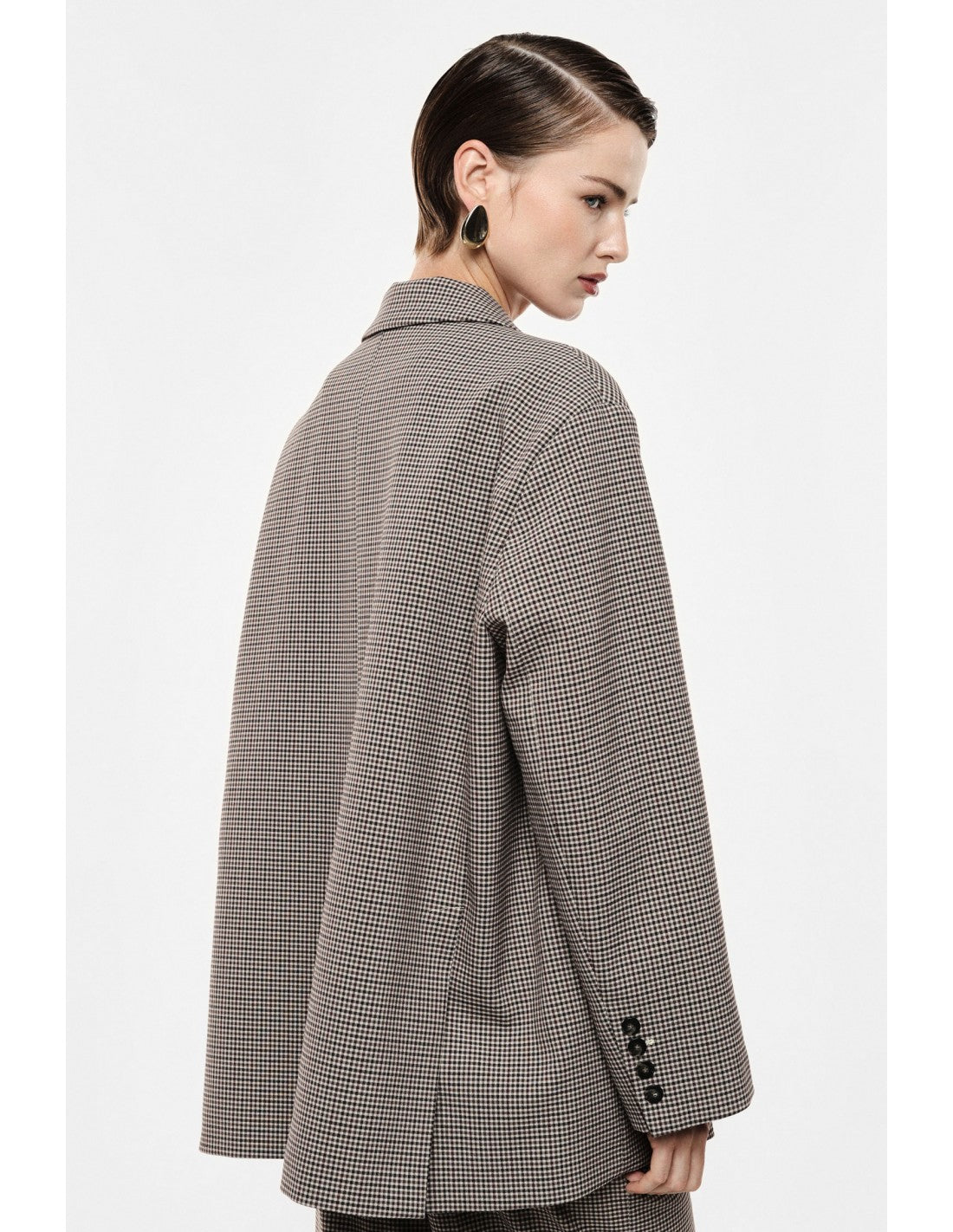 Blazer oversize micro pied-de-poule – Imperial Femme