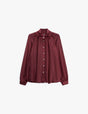 Blouse prune col montant froncé en viscose satinée – Imperial Femme, à plat