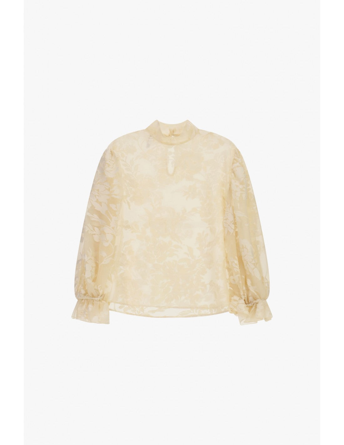 Blouse transparente jacquard floral manches ballon – Imperial Femme
