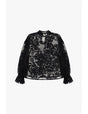 Blouse transparente jacquard floral manches ballon – Imperial Femme