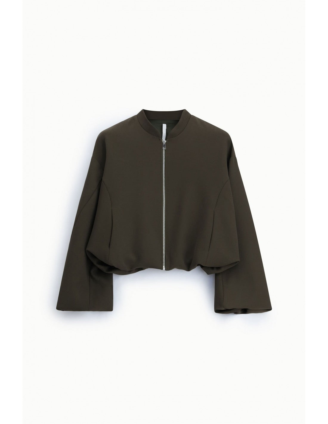 Blouson court col montant en crêpe kaki – Imperial Femme