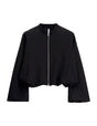 Blouson court col montant en crêpe à plat – noir – Imperial Femme