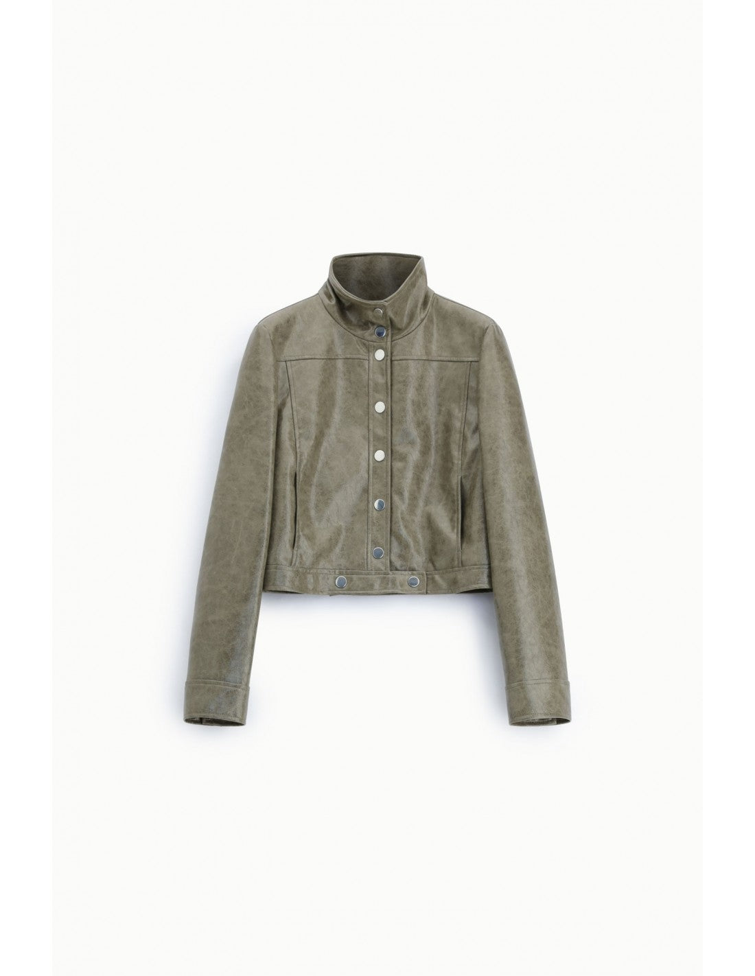 Blouson court éco-cuir craquelé vinyle – Imperial Femme