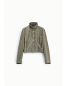 Blouson court éco-cuir craquelé vinyle – Imperial Femme