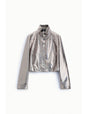 Blouson court éco-cuir lamé argenté craquelé – Imperial Femme