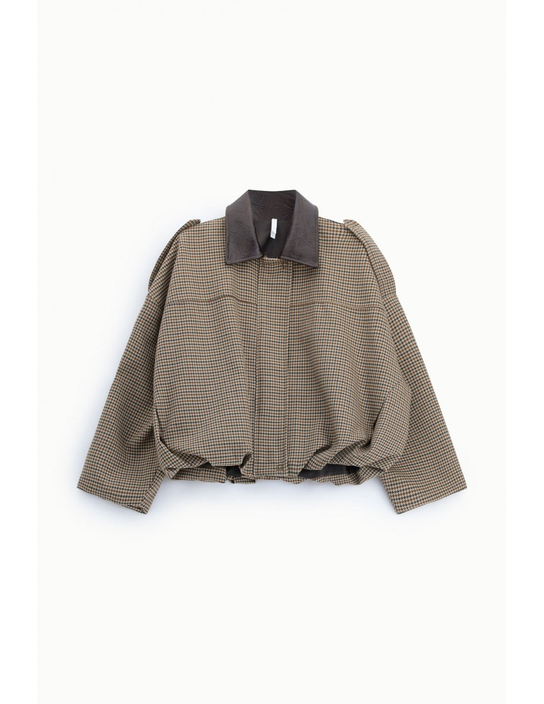 Blouson court pied-de-poule col éco-cuir croco – Imperial Femme