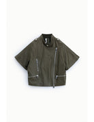 Blouson cuir oversize à manches courtes col officier – Imperial Femme