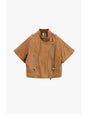 Blouson cuir oversize à manches courtes col officier – Imperial Femme