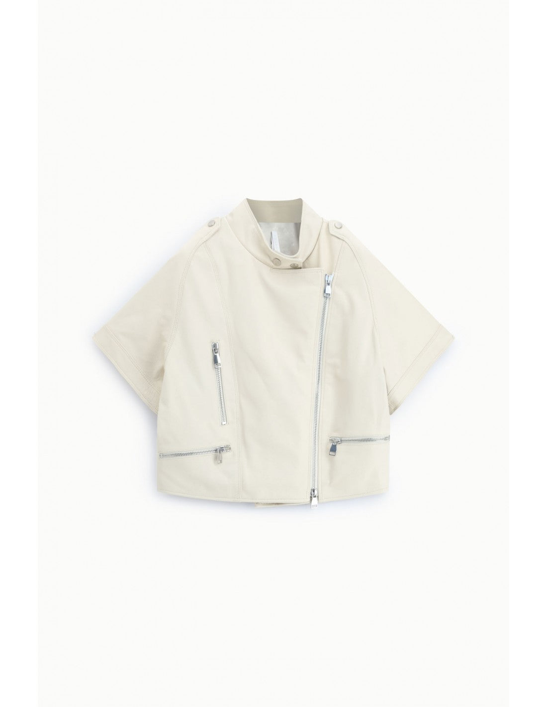 Blouson cuir oversize à manches courtes col officier – Imperial Femme