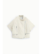 Blouson cuir oversize à manches courtes col officier – Imperial Femme