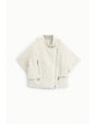 Blouson cuir oversize à manches courtes col officier – Imperial Femme