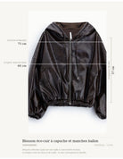Blouson éco-cuir à capuche et manches ballon – Imperial Femme