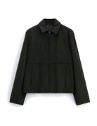 Blouson zippé col chemise en drap de laine à plat – kaki foncé – Imperial Homme