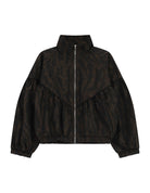 Blouson zippé col montant imprimé à plat – marron – Imperial Femme