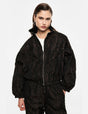 Blouson zippé col montant imprimé porté – marron – Imperial Femme