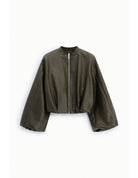 Bomber court éco-cuir tressé gaufré – Imperial Femme