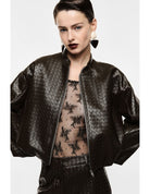 Bomber court éco-cuir tressé gaufré – Imperial Femme