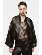 Bomber court éco-cuir tressé gaufré – Imperial Femme