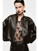Bomber court éco-cuir tressé gaufré – Imperial Femme