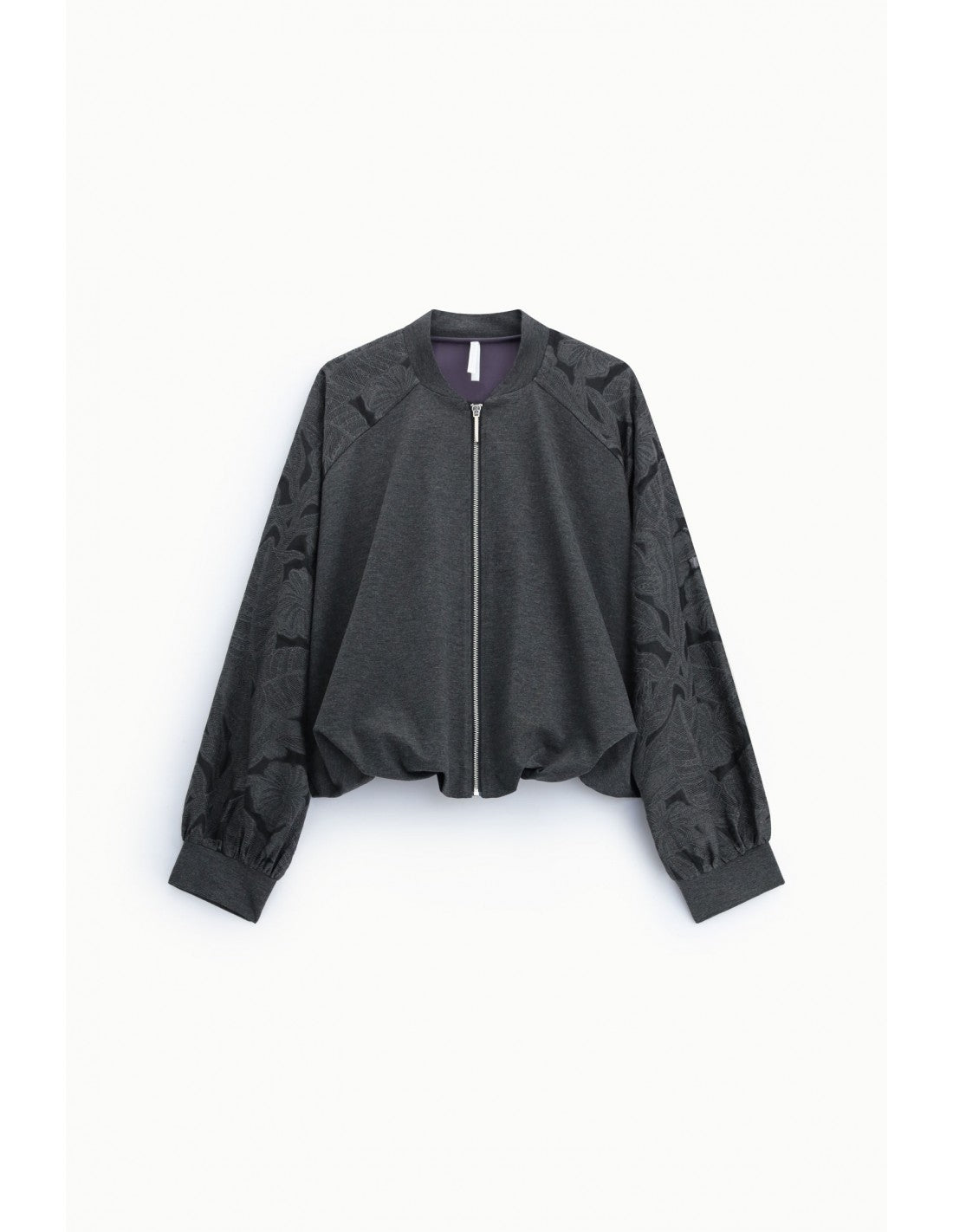 Bomber oversize en point de Milan et manches brocart – Imperial Femme