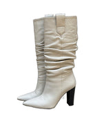 Bottes drapées en cuir nappa, paire – écru – Imperial Femme