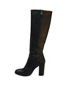 Bottes hautes en cuir à talon bottier, profil avec zip latéral – noir – Imperial Femme