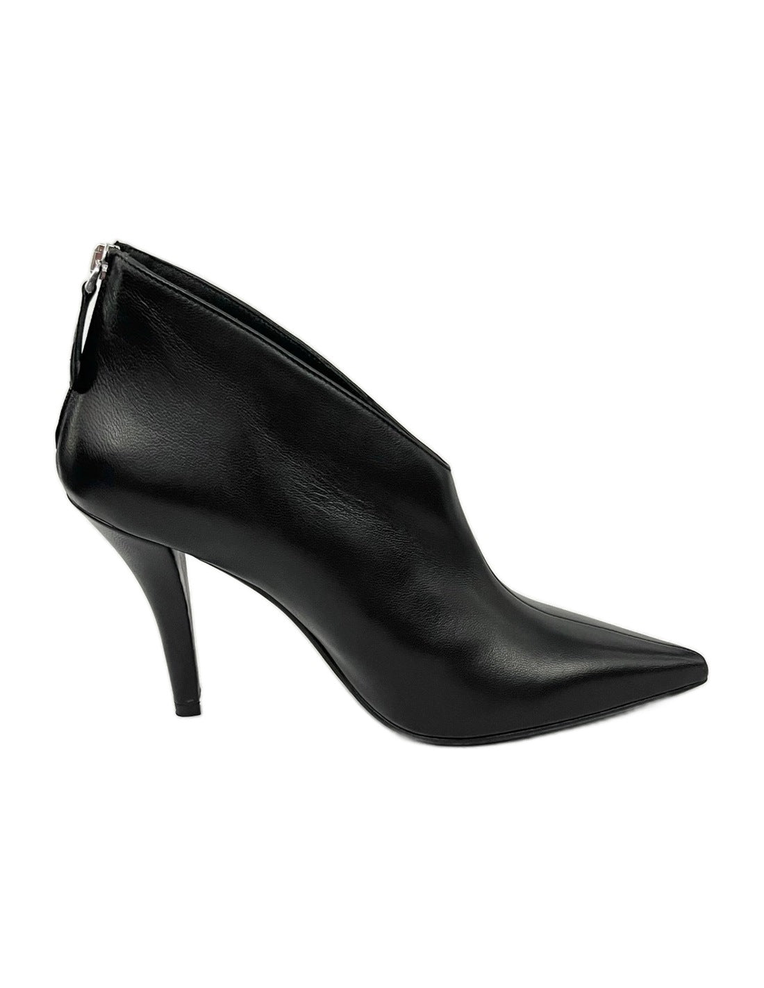 Bottines décolletées en V en cuir, profil avec zip au dos – noir – Imperial