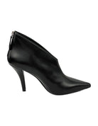 Bottines décolletées en V en cuir, profil avec zip au dos – noir – Imperial