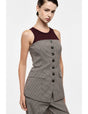 Bustier tailleur boutonné micro pied-de-poule – Imperial Femme