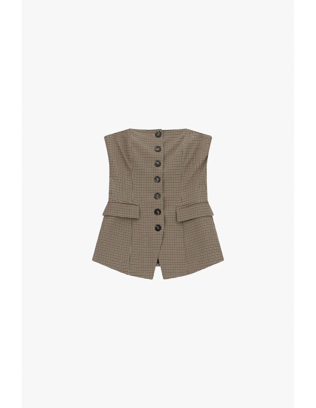 Bustier tailleur boutonné micro pied-de-poule – Imperial Femme