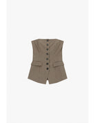 Bustier tailleur boutonné micro pied-de-poule – Imperial Femme
