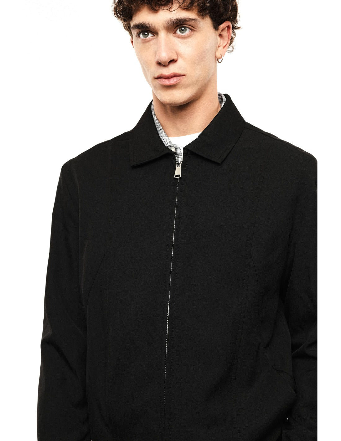 Surchemise zippée à col chemise porté, profil – Noir – Imperial Homme