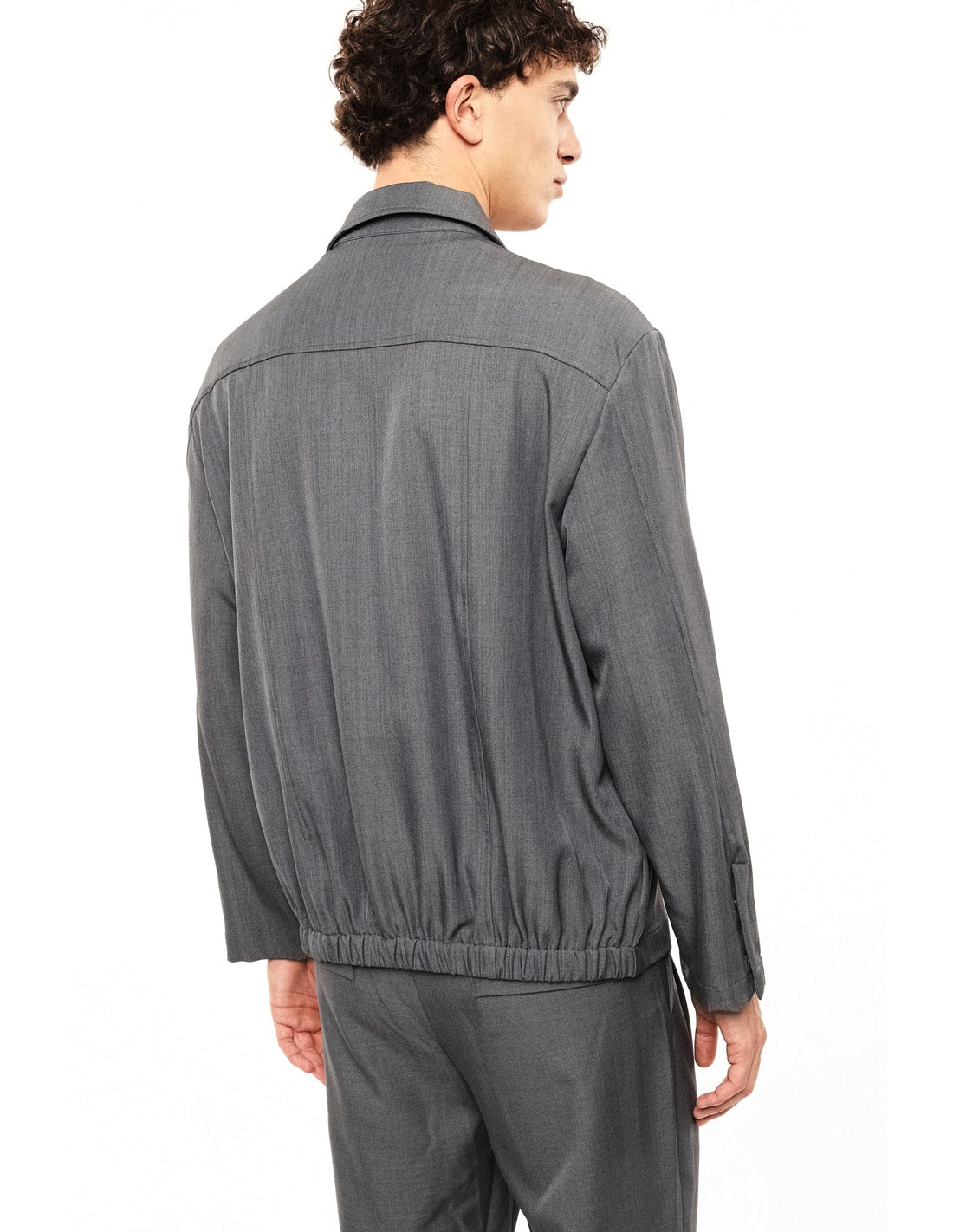 Surchemise zippée à col chemise porté, dos – Gris Anthracite – Imperial Homme