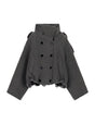 Caban court croisé à col montant en drap à plat – anthracite – Imperial Femme