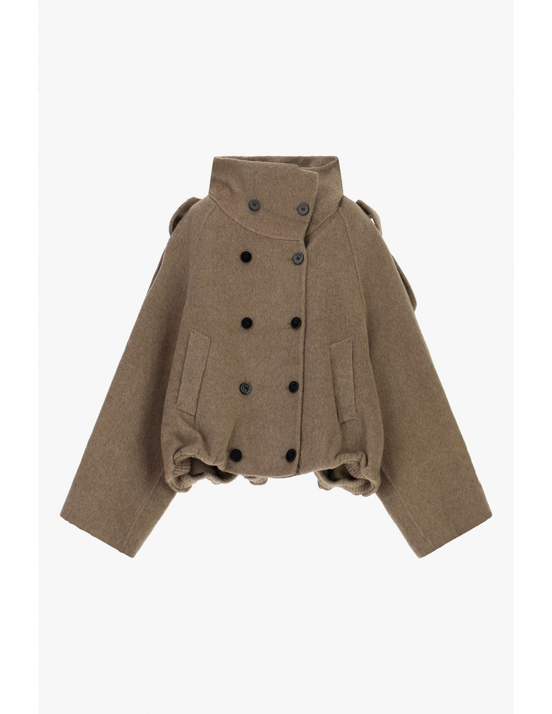 Caban court croisé à col montant en drap – Imperial Femme