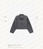 Cartographie des mesures du blouson Imperial : dos 52 cm, épaules 42 cm, largeur sous les bras 55 cm, manche 59 cm