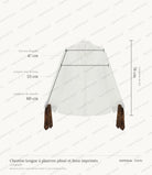 Cartographie des mesures de la chemise, relevées à plat sur la taille S : carrure d'épaule 47 cm, largeur sous les bras 53 cm, longueur de manche 60 cm, longueur de dos 76 cm