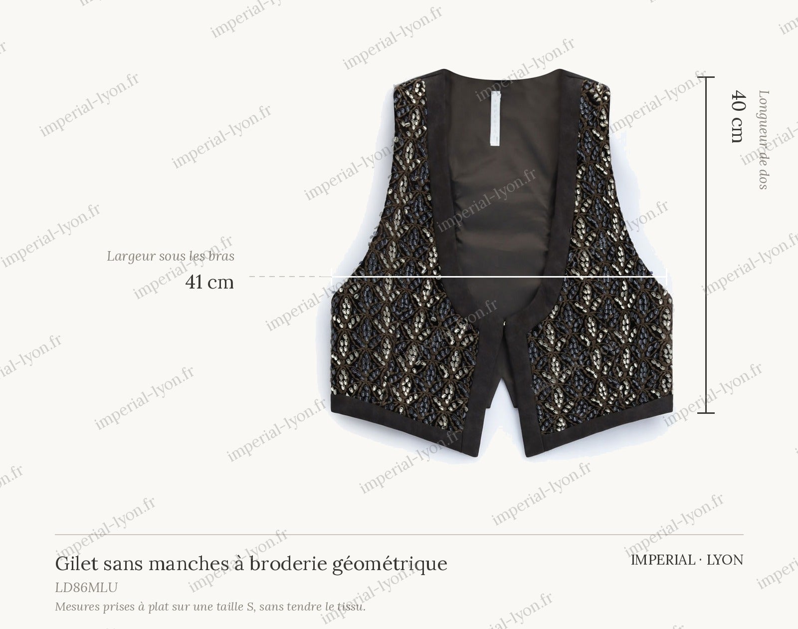 Cartographie des mesures – Gilet sans manches à broderie géométrique, Imperial Femme all-groups
