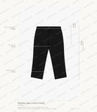 Cartographie des mesures du pantalon capri Imperial : taille 38 cm, montant 26 cm, cuisse 25 cm, ouverture de bas 20 cm, longueur totale 80 cm