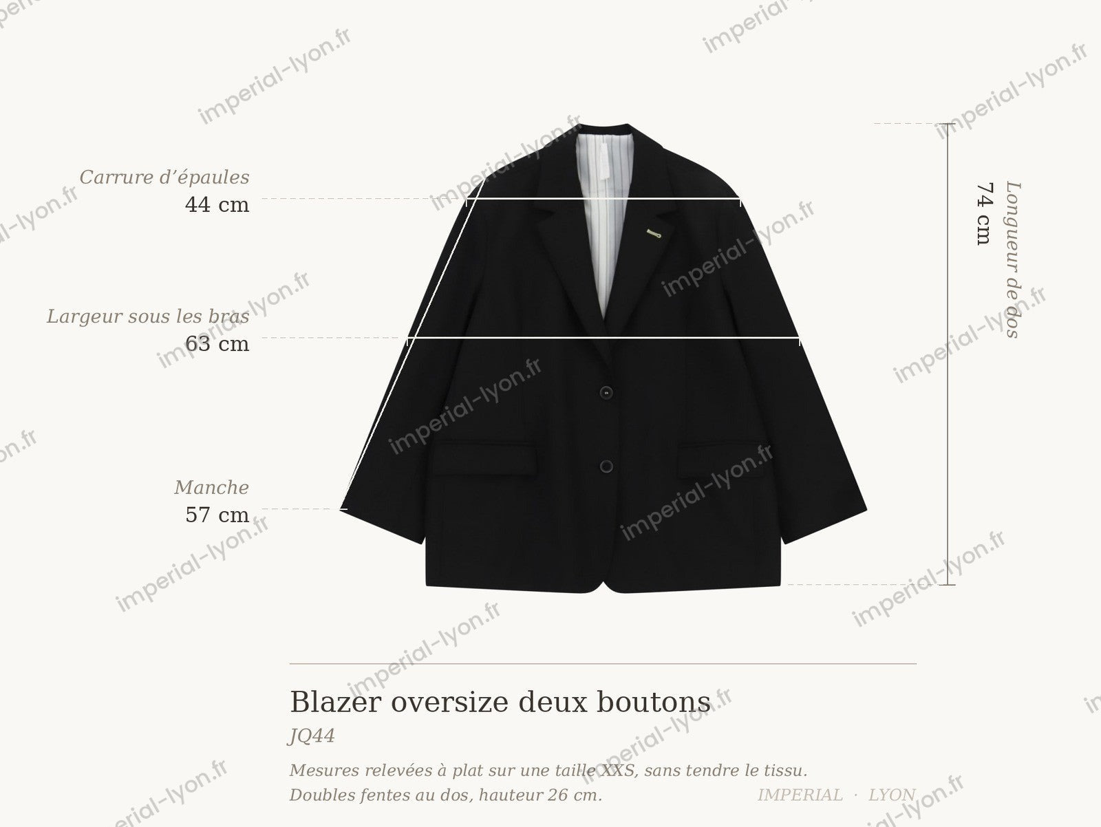 Cartographie des mesures — Blazer oversize col à revers deux boutons