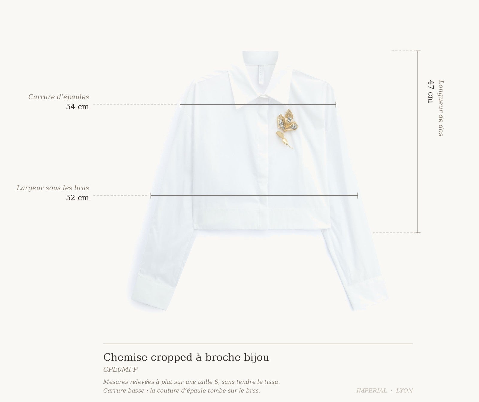 Cartographie des mesures — Chemise cropped en coton à broche bijou all-groups
