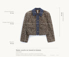 Cartographie des mesures — Veste courte en tweed et denim chocolat all-groups