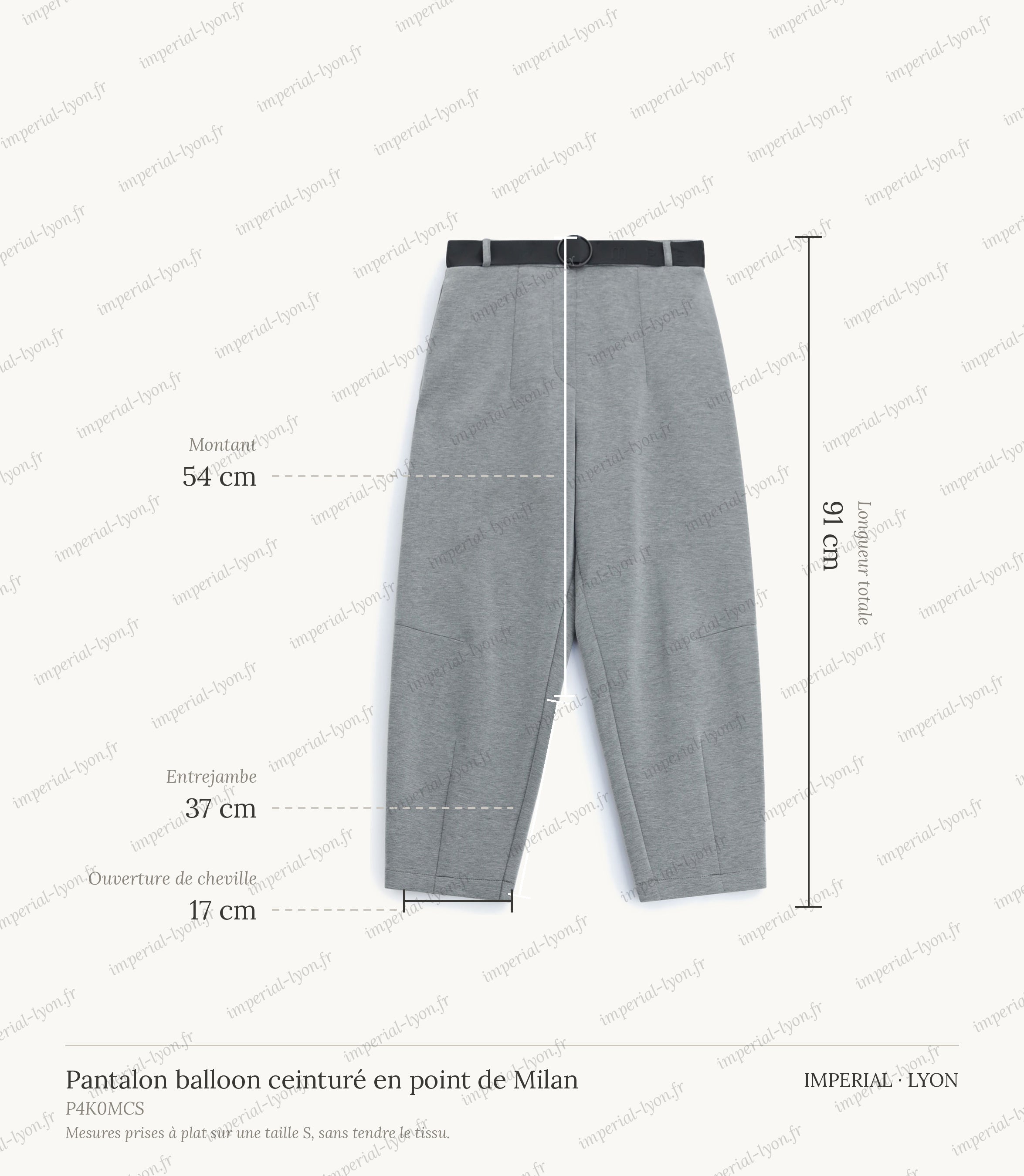 Cartographie des mesures — Pantalon balloon ceinturé en point de Milan all-groups