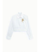 Chemise cropped en coton à broche bijou – Imperial Femme