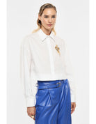 Chemise cropped en coton à broche bijou – Imperial Femme